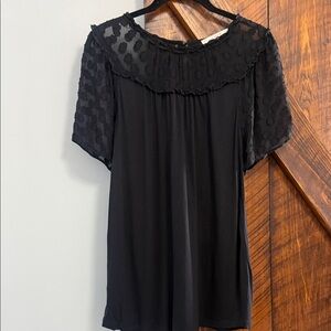 LOFT Black Lace Accent Blouse